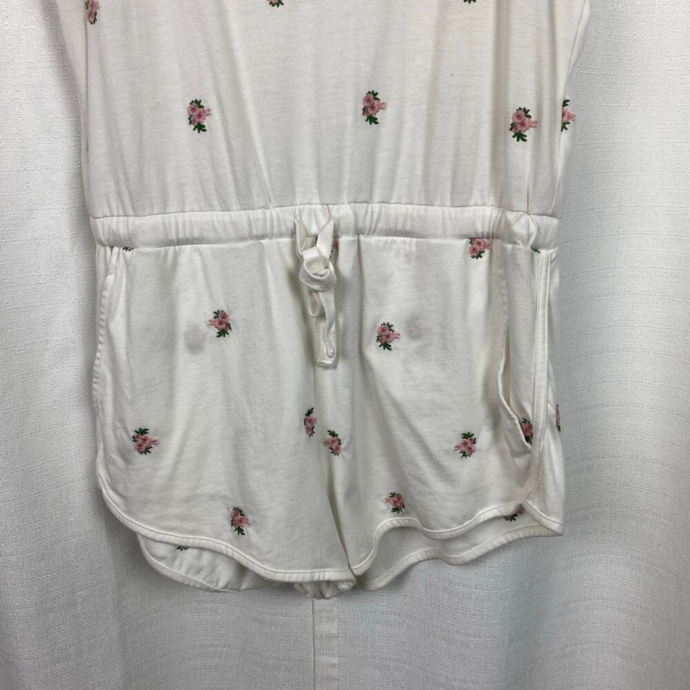 Spiritual Gangster White&Pink Embroidered Floral Perfect Lounge Romper Sz.M - Picture 5 of 13